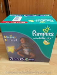 Подгузники Pampers active baby dry,Giant Box Plus 3